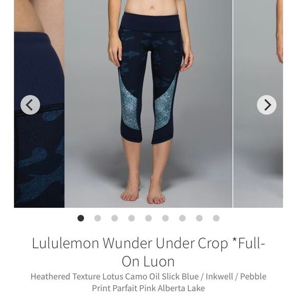 Lululemon Wunder Under Crop *Full-On Luon Blue Camo Camouflage Low Rise Size 2 - Picture 1 of 11